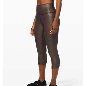 NWT Lululemon Black/Copper Foil Wunder High-Rise Luxtreme Crop 21" Leggings 4